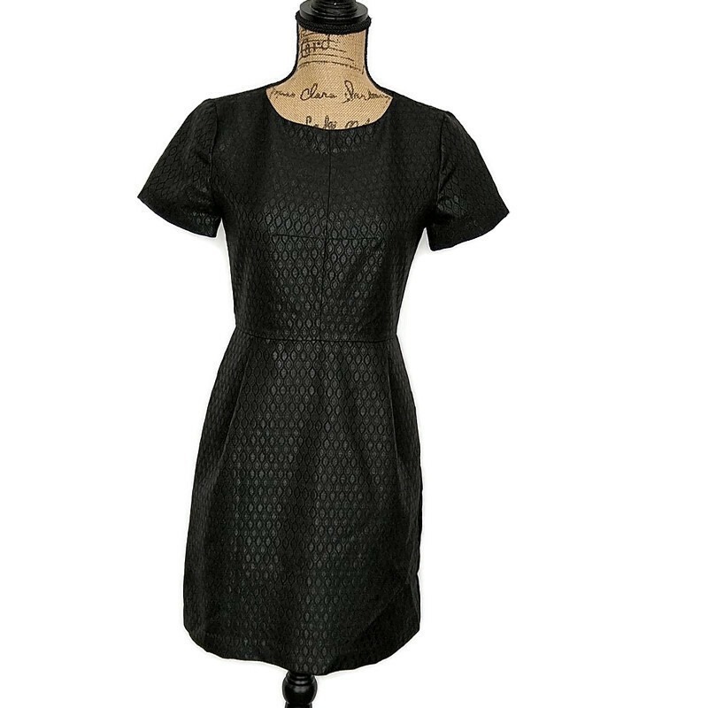 Madewell Black Textured Sheath Dress Knee Length Wool Blend Minimalist Chic Sz 0